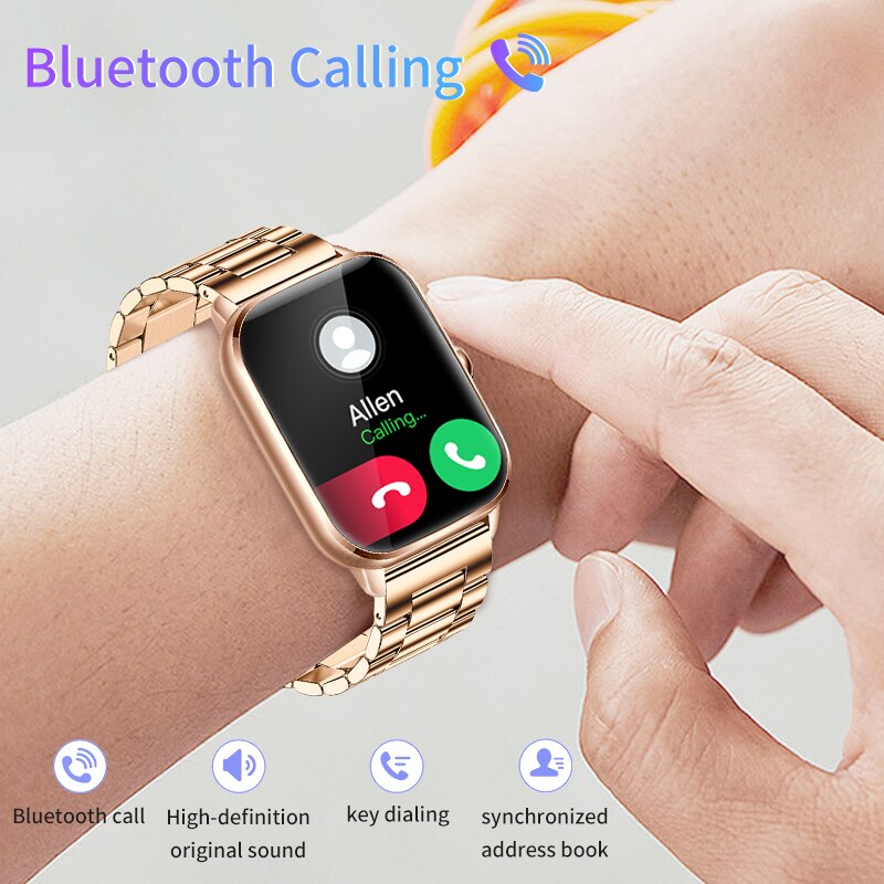 Stainless Steel 1.90 inch Bluetooth Call Full Touch Smart Watch with 100+ Sport Fitness Modes and Waterproofing for Women