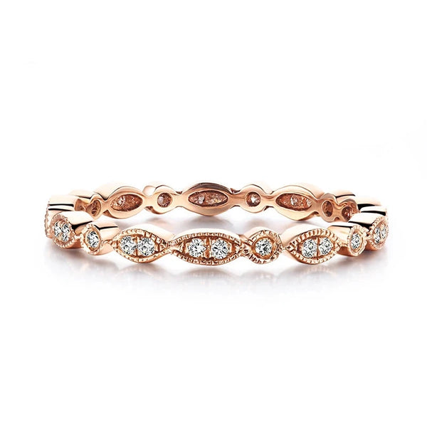 10k Rose Gold Natural Diamonds Eternity Band Ring for Women