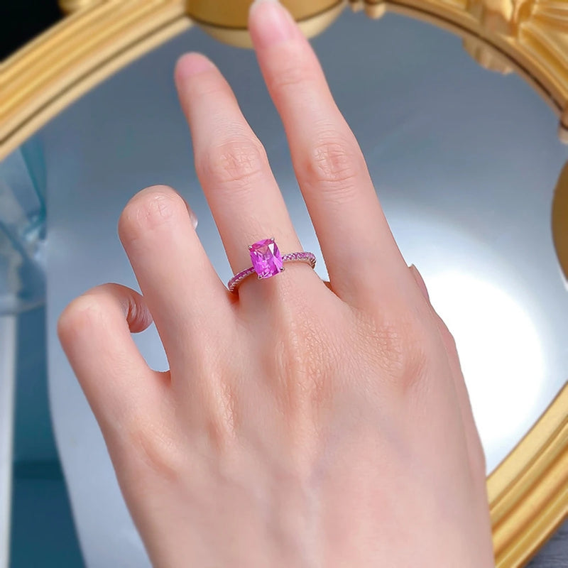 Sterling Silver Pink Sapphire Ring for Women