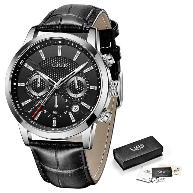 Leather Big Dial Chronograph Watch for Men