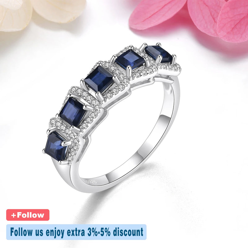 Sterling Silver Blue Sapphire Rings 1.10 ctw for Women