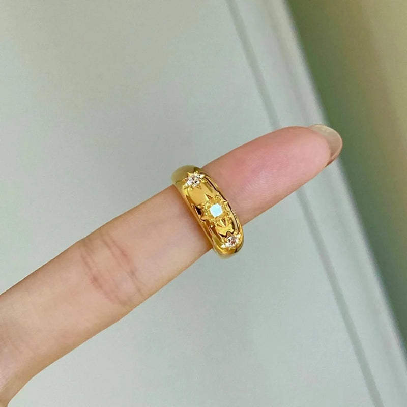 18K Gold Plated Sterling Silver Citrine & Diamond Ring for Women