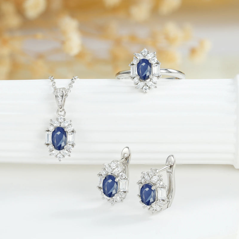 Sterling Silver Sapphire Jewelry Sets for Women