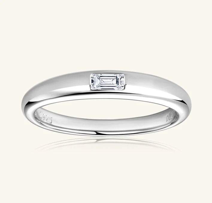 925 Sterling Silver Real Moissanite Wedding Band for Women