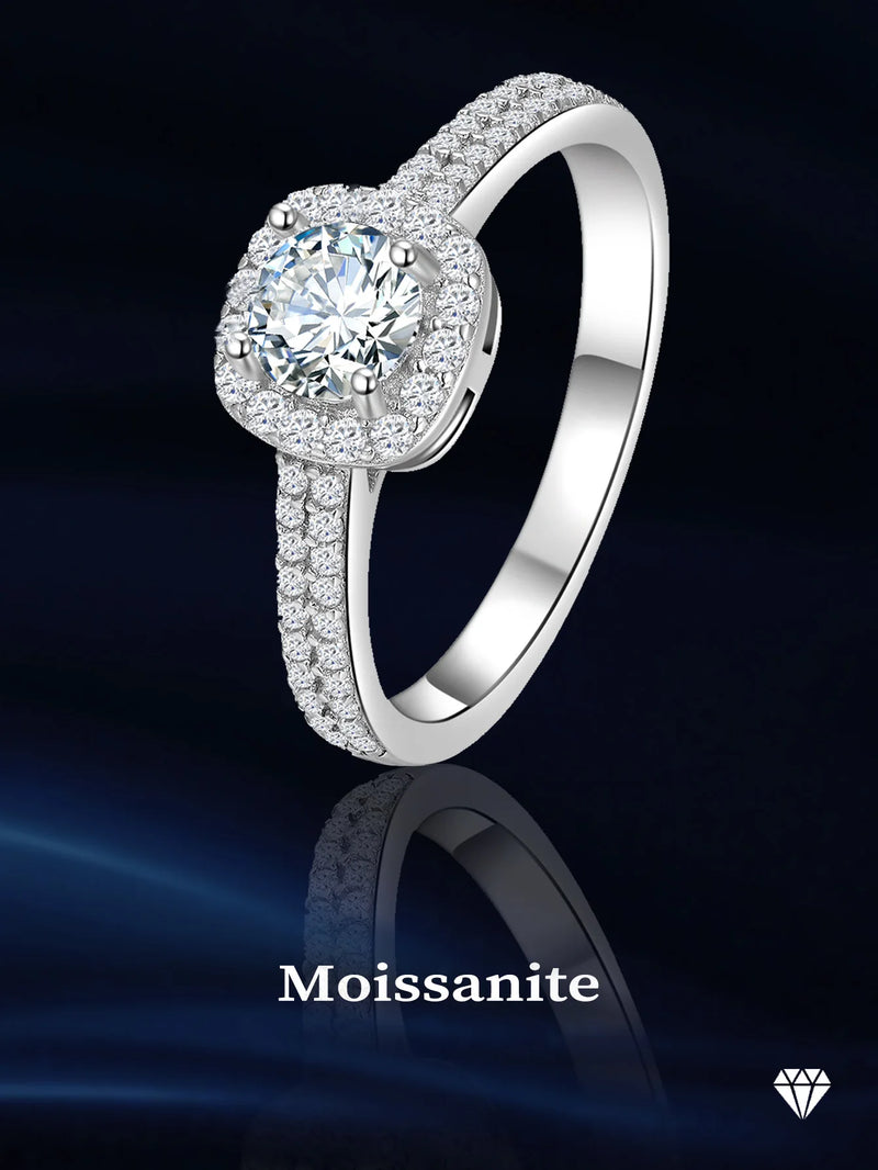 925 Sterling Silver Moissanite Ring for Women