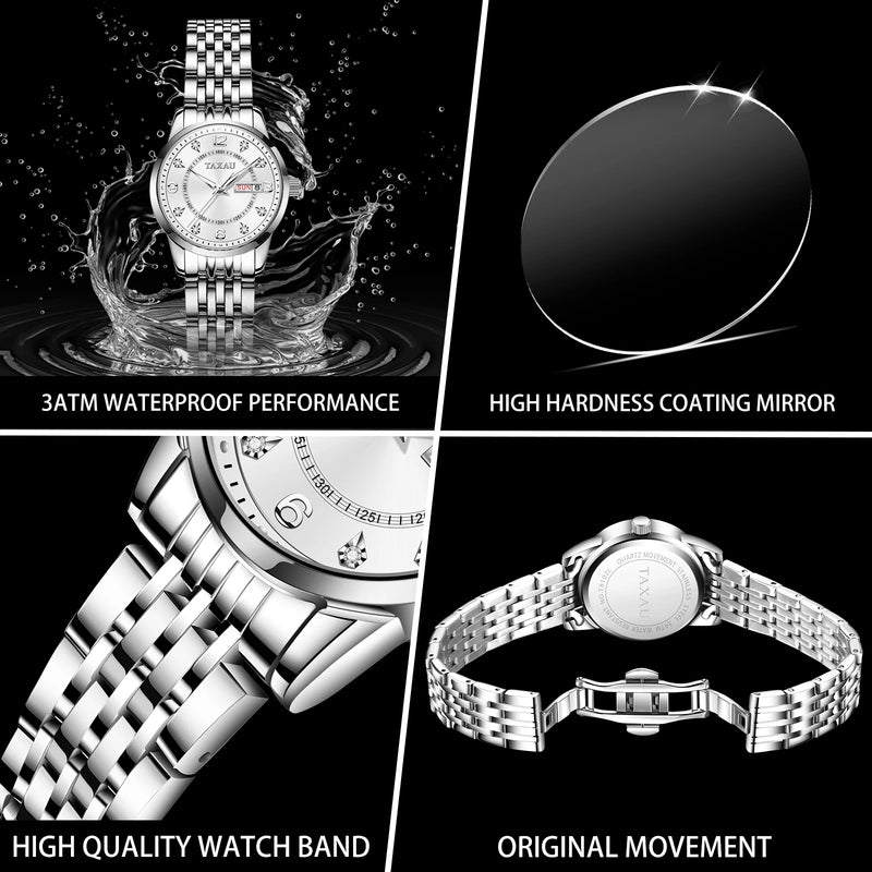 Stainless Steel Quartz Elegant Fashion Waterproof Watch for Women