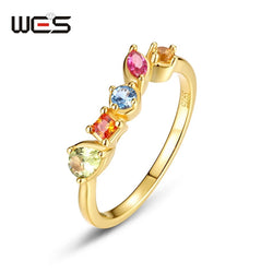 Sterling Silver Rainbow Zircon Rings for Women