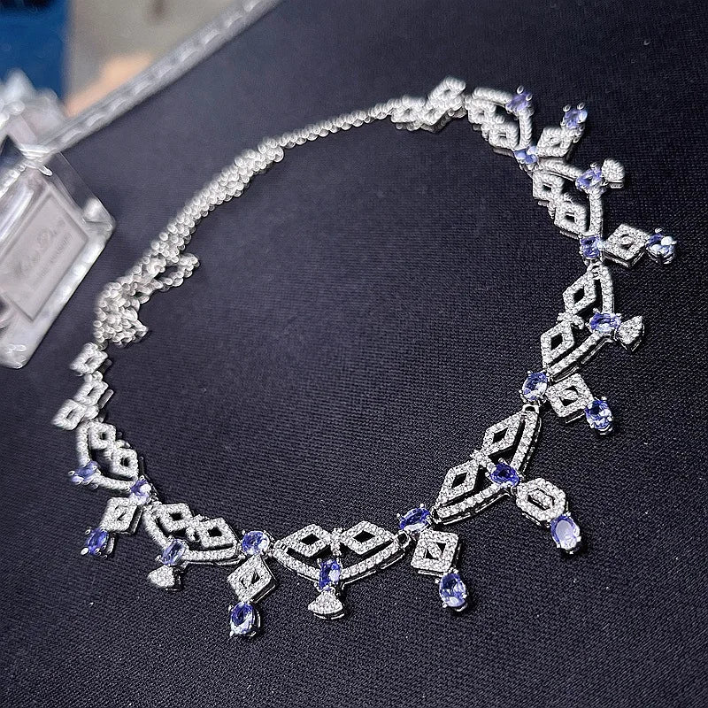 925 Silver Tanzanite Necklace for Women