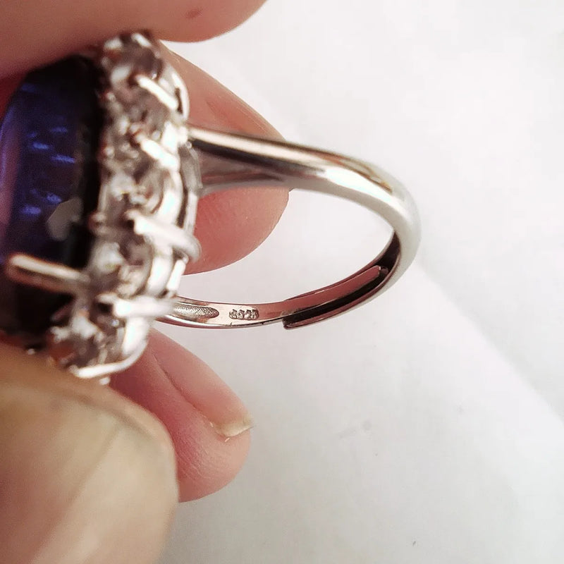 Sterling Silver Natural Sapphire Ring for Female