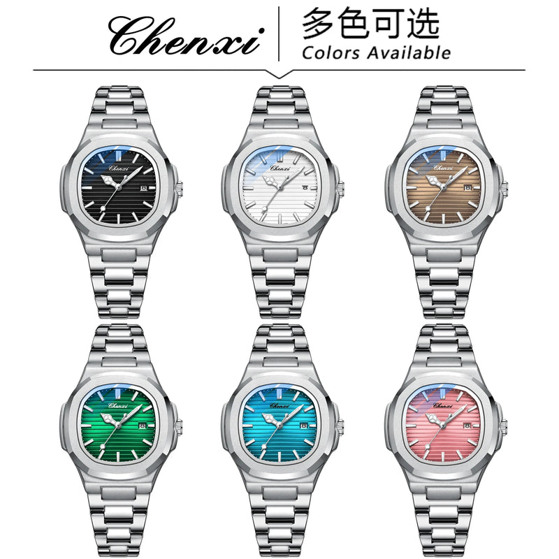 Stainless Steel Silver-Tone Quartz Wristwatch for Women