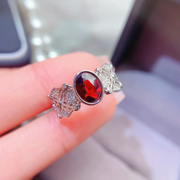 Sterling Silver Garnet Ring for Women