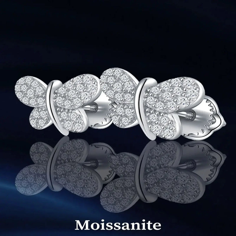 Sterling Silver Butterfly Moissanite Earrings for Woman