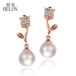 14K Rose Gold Water Pearls Stud Earrings for Women