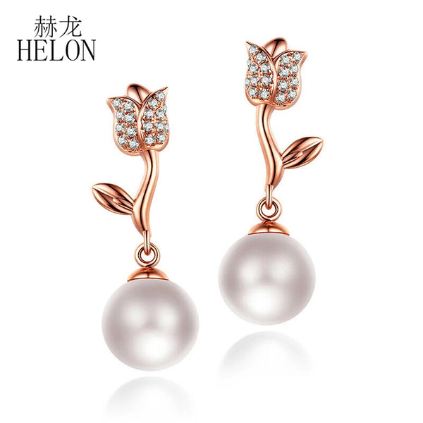 14K Rose Gold Water Pearls Stud Earrings for Women