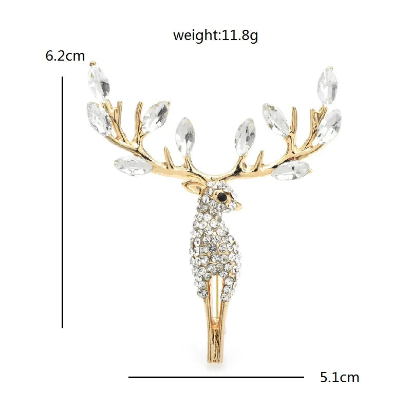 Silver Rhinestone Lucky Deer Brooch Pin For Unisex