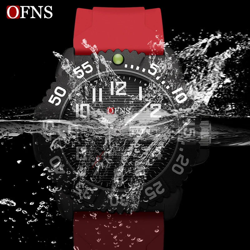 Stainless Steel Silicone Waterproof Luminous Date Watch for Men