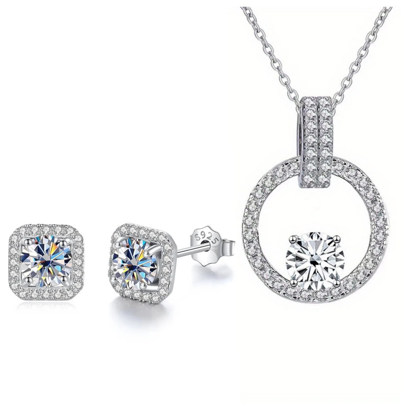 925 Sterling Silver Moissanite Bridal Jewelry Set for Women