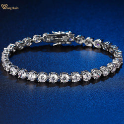 925 Sterling Silver 4-5MM Diamond Gems Moissanite Tennis Chain Bracelets Bangle