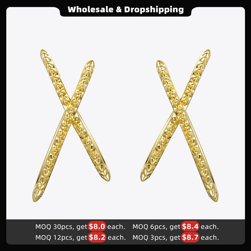 Gold Punk Spike X Shape Ear Cuff Clip On Earrings for Women