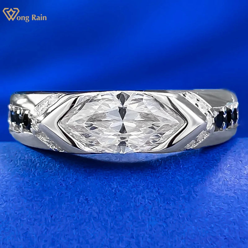 925 Sterling Silver Marquise Cut Lab Sapphire Ring for Women