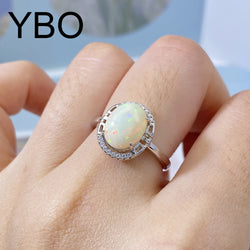 Sterling Silver Oval Opal Ring for Women