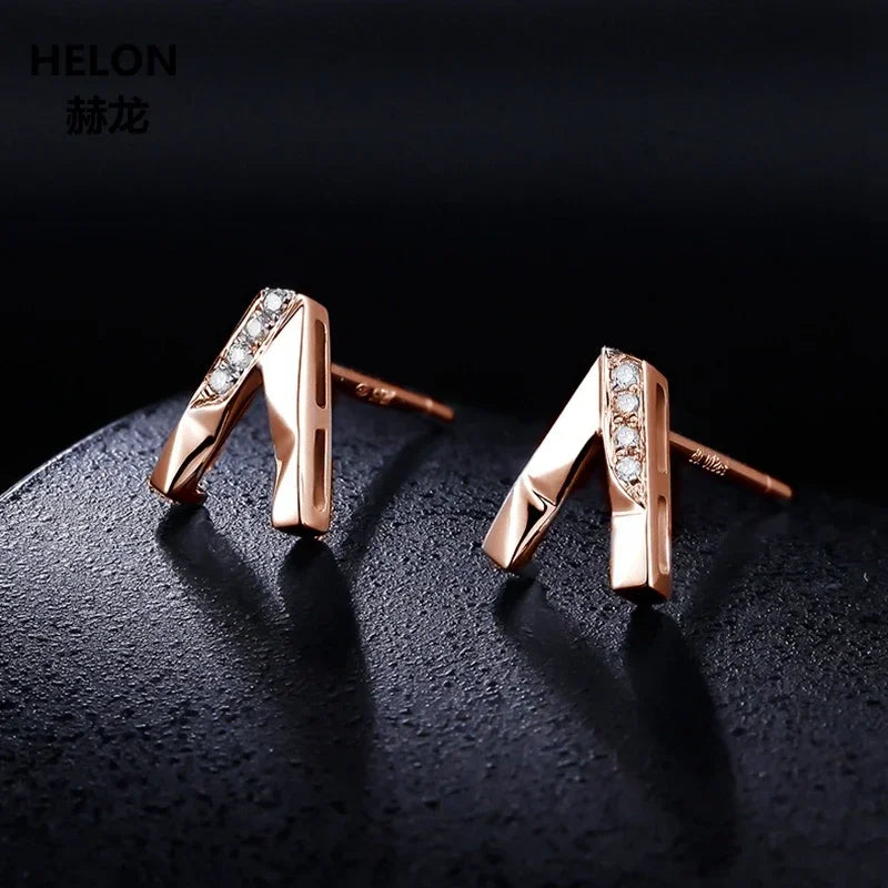 14k Rose Gold Natural Diamonds Stud Earrings for Women