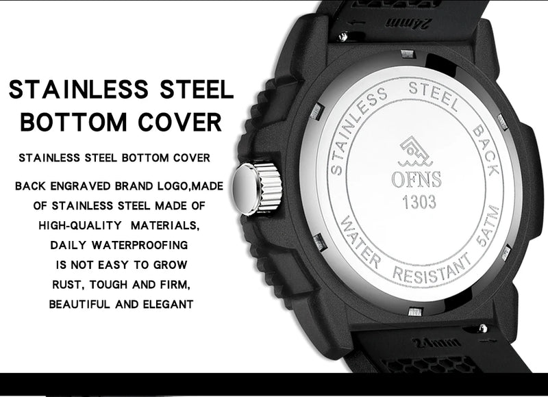 Stainless Steel Silicone Waterproof Luminous Date Watch for Men