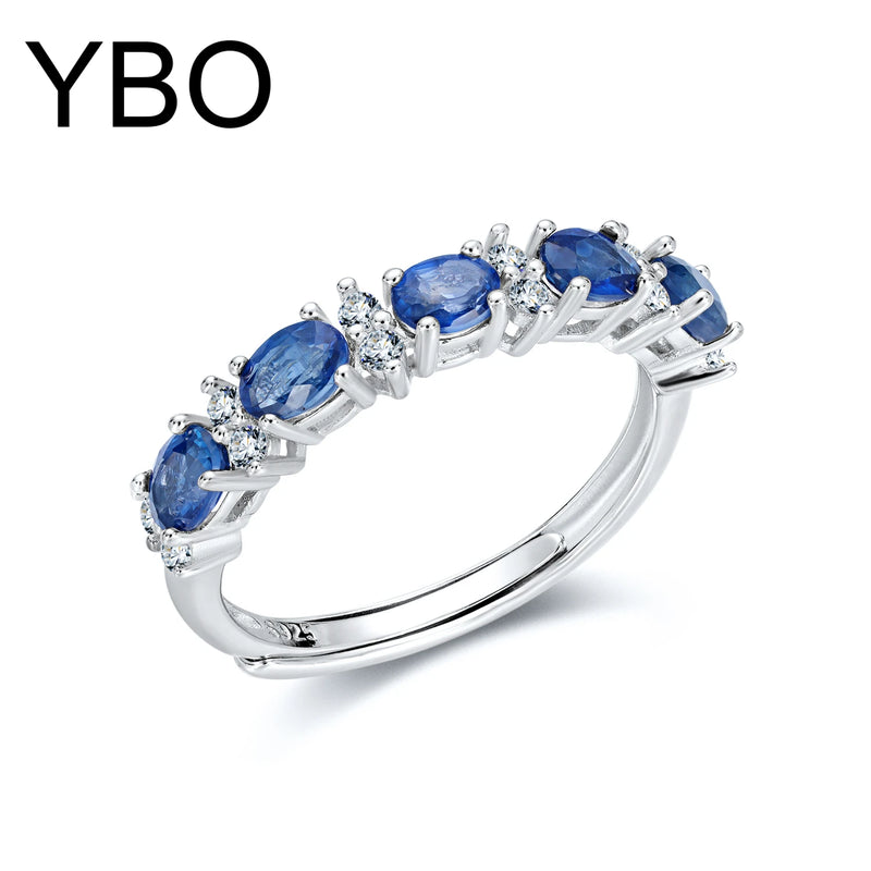 925 Sterling Silver Natural Sapphire Ring for Women