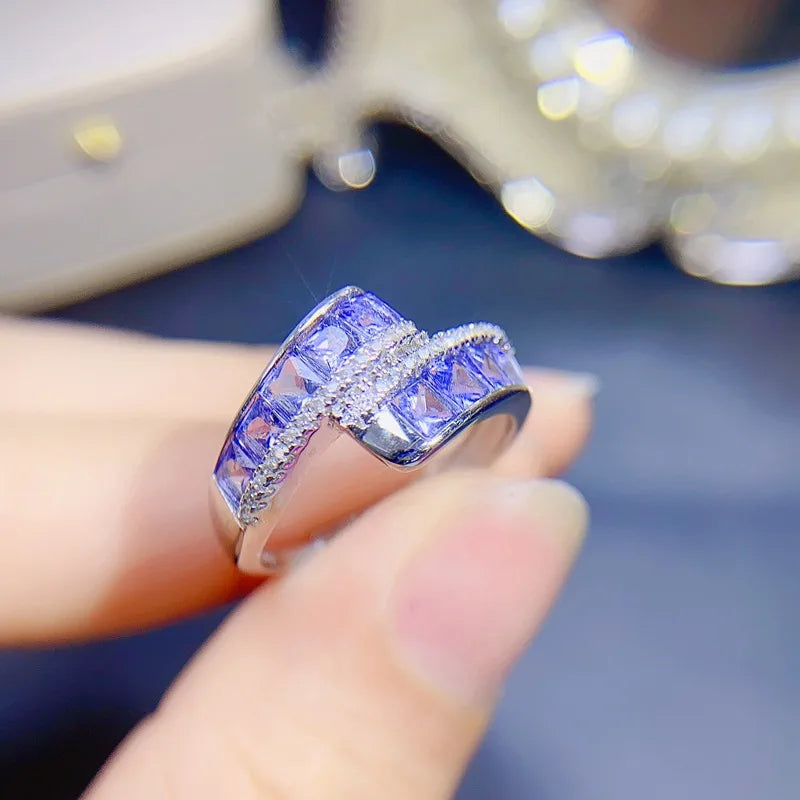 925 Sterling Silver Tanzanite Ring for Women