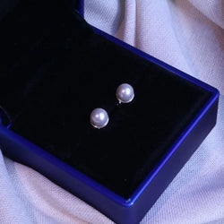 925 Sterling Silver 6.35mm Pearl Stud Earrings for Women