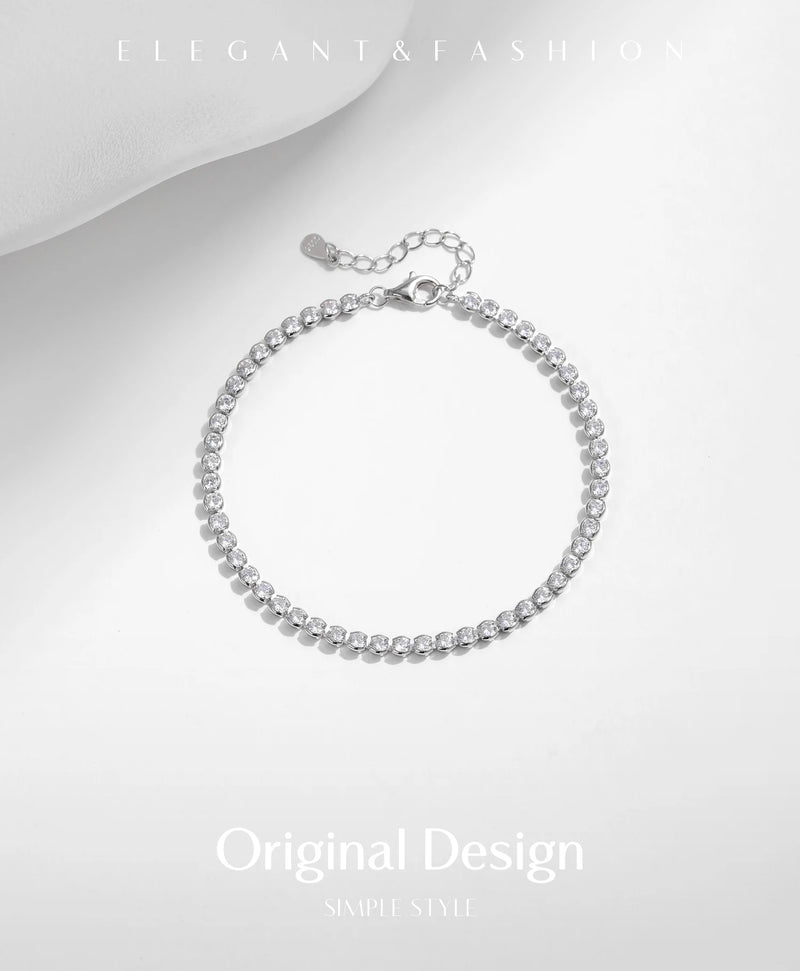 Sterling Silver Round Cubic Zirconia Tennis Bracelet for Women