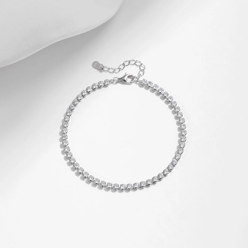 Sterling Silver Round Cubic Zirconia Tennis Bracelet for Women