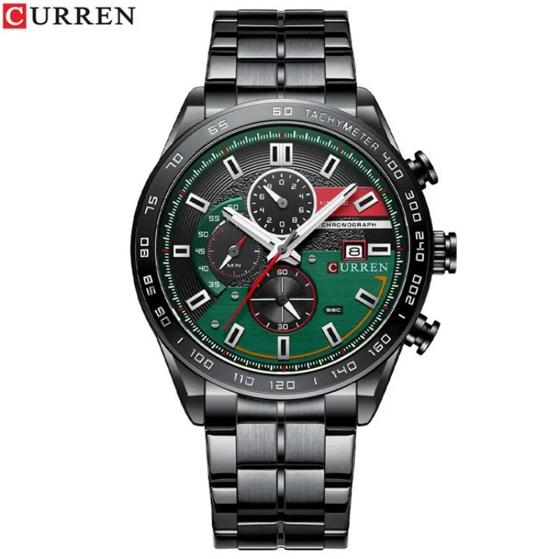 Stainless Steel Quartz Chronograph Watch for Men