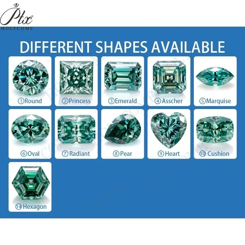 Green Moissanite Loose Gemstones Brilliant & Radiant Cuts