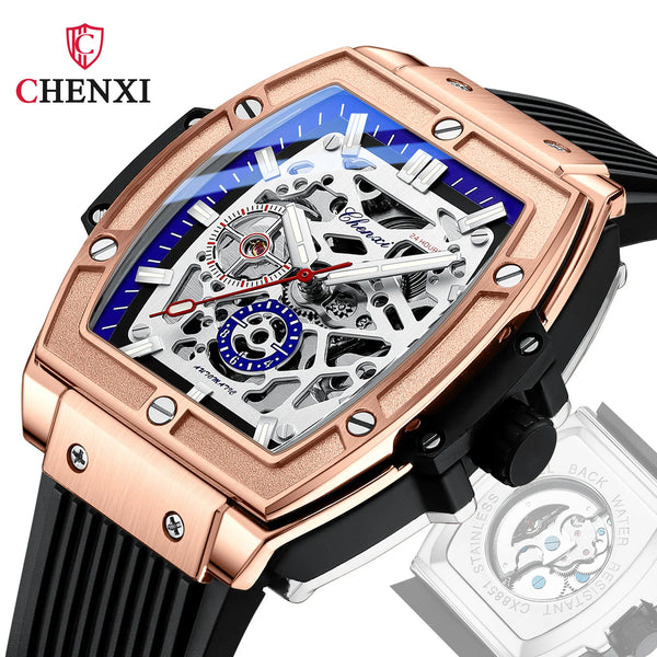 Stainless Steel Silicon Square Luminous Men's Watch