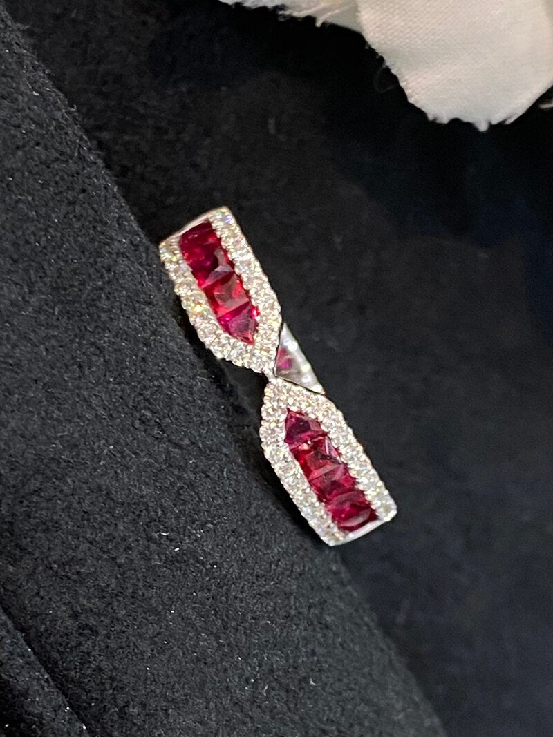 18K White Gold Natural Ruby Ring for Women