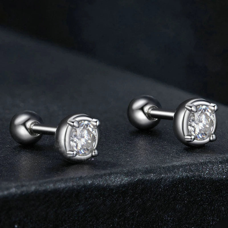 925 Sterling Silver Moissanite Stud Earrings for Women