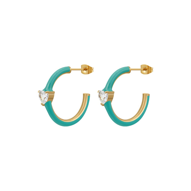 Enfashion Aros Drip Oil Heart Hoop Earrings Gold Color Stainless Steel Hoops Earings For Women Fashion Jewelry Party E231512