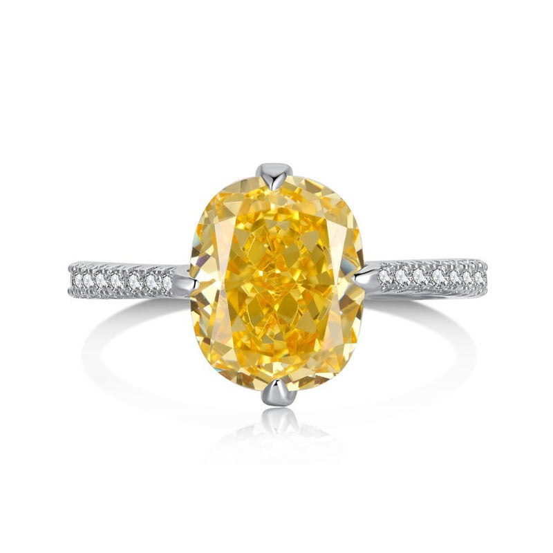 Sterling Silver Crushed Ice Cut Lab Citrine Gemstone Ring for Women