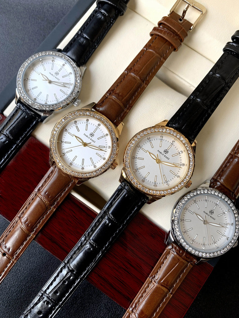 Women's Fashion Quartz Waterproof Brown Leather Wristwatch for Elegant Parties