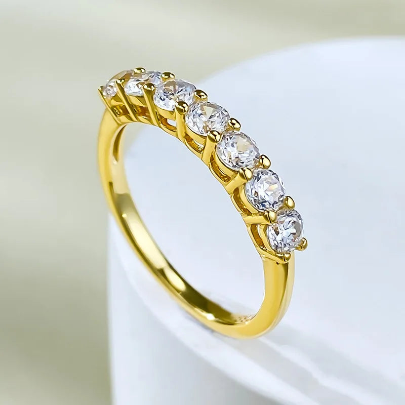 18k Yellow Gold & Sterling Silver Half Eternity Ring for Women