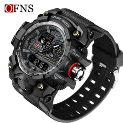 Stainless Steel Quartz Sports Watch with Dual Display for Men .