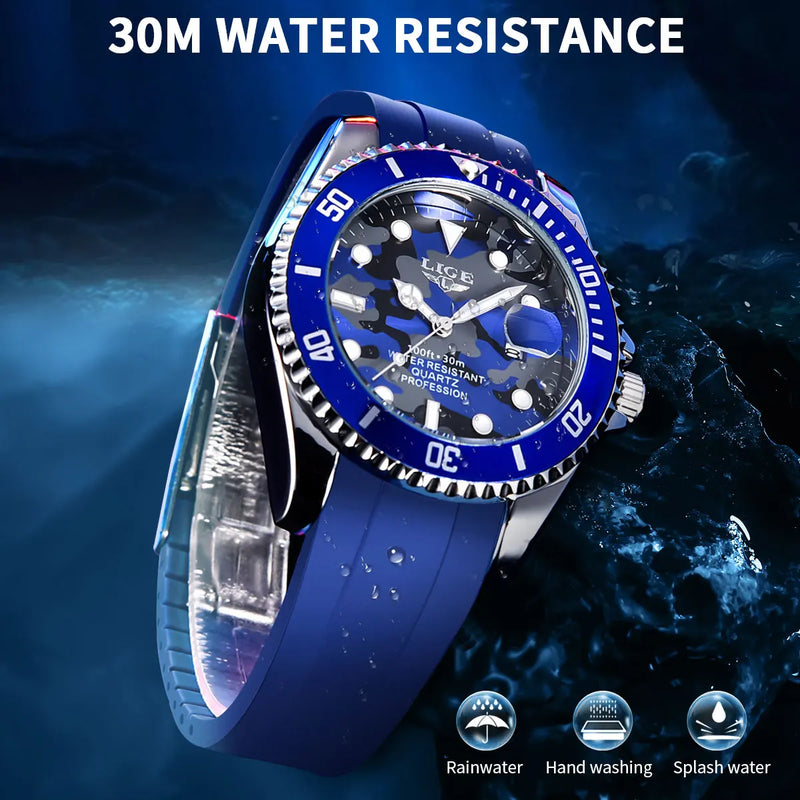 Stainless Steel Silicone Dive Watch for Men