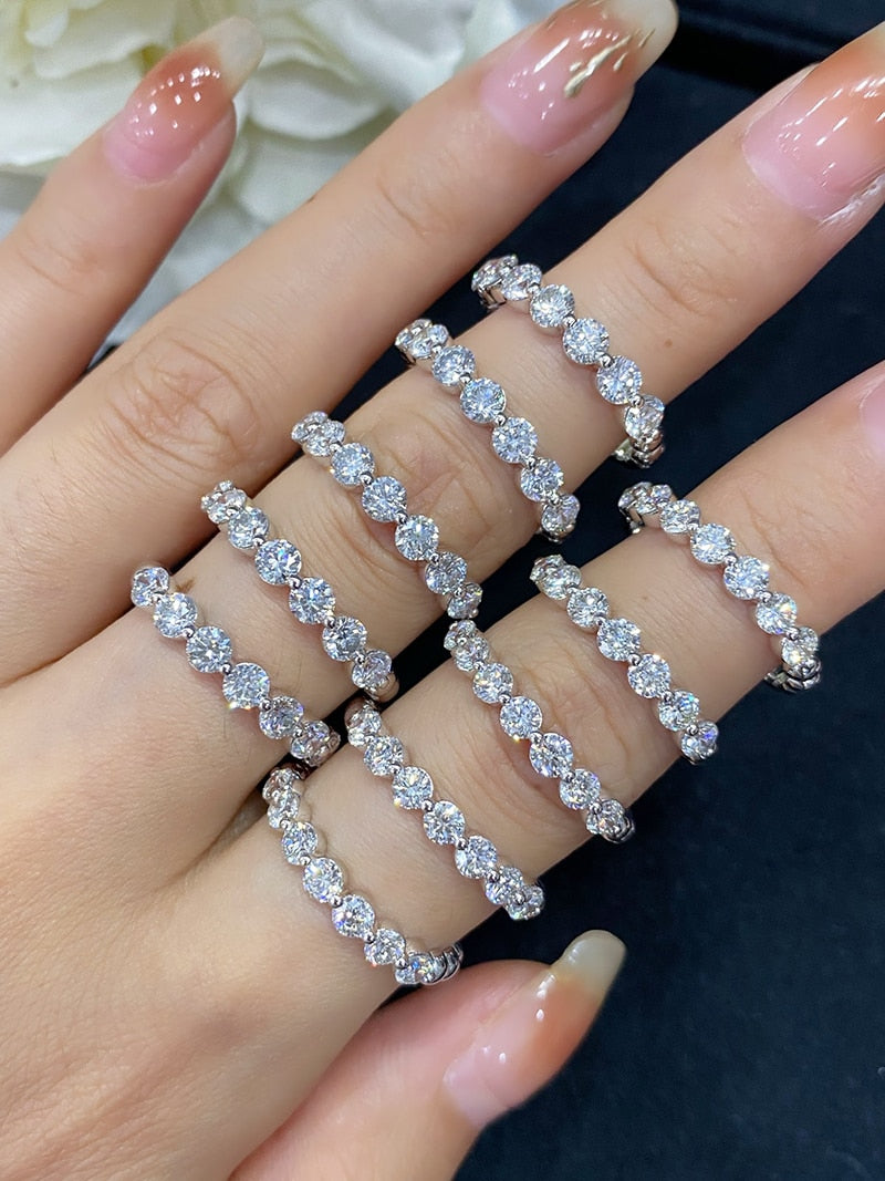 18K White Gold Real Diamond Ring, Classic Design for Women