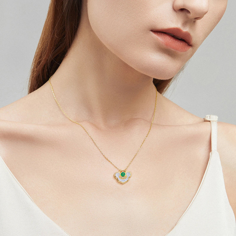 18K Gold Plated Sterling Silver Emerald Pendant Necklace for Women