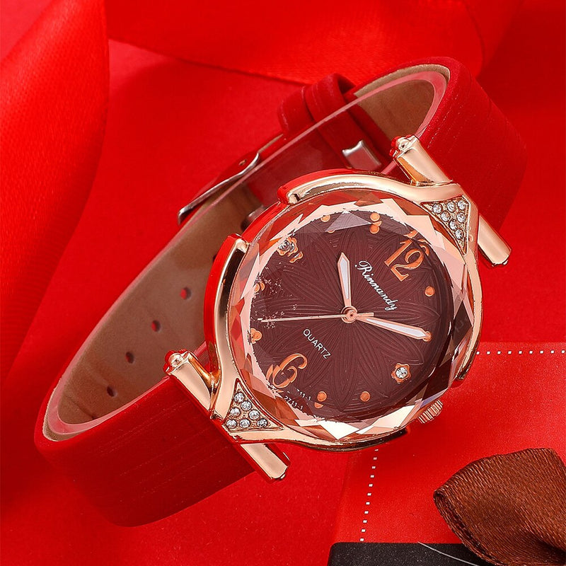 Stainless Steel Leather 5pc Watch Set for Women