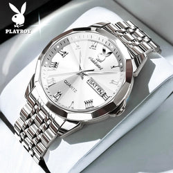 Stainless Steel Quartz Waterproof Wrist Watch for Men