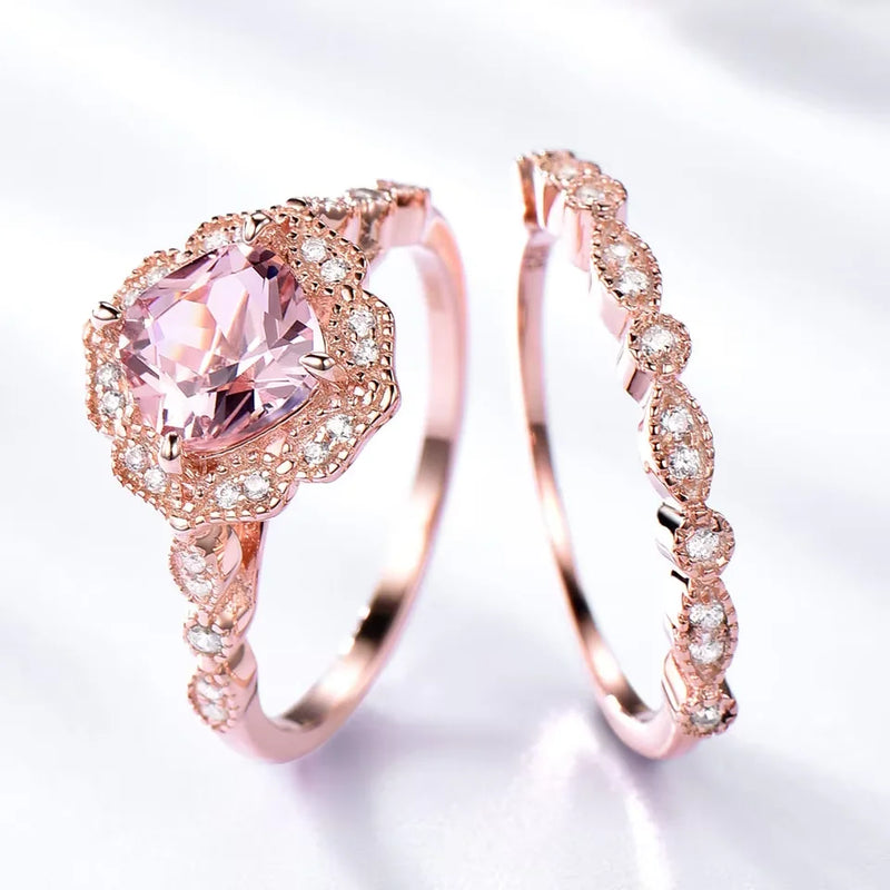 Sterling Silver Morganite Rings for Women