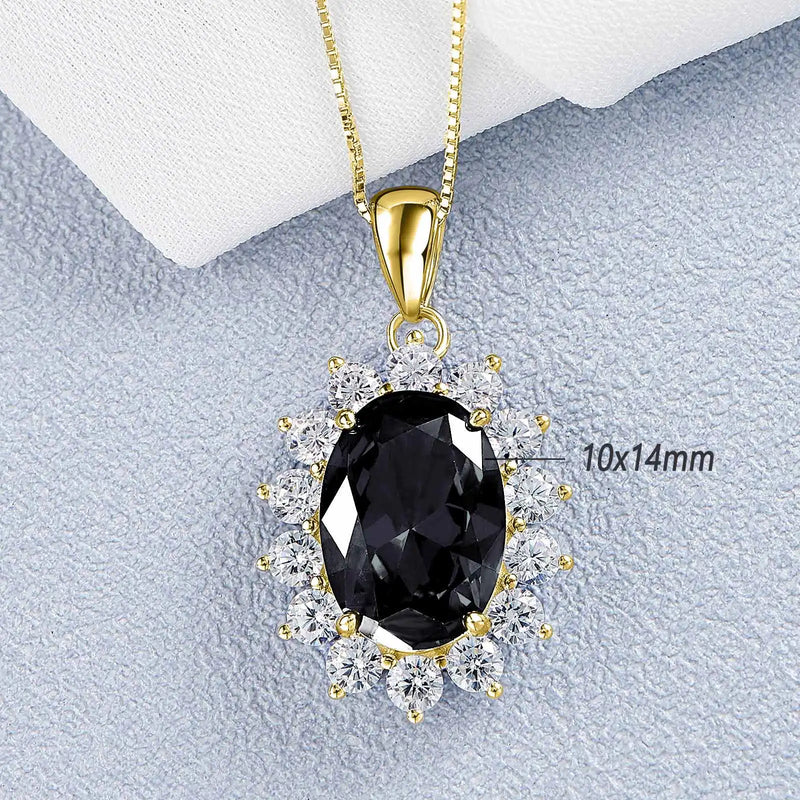 18K Gold 925 Silver Created Ruby and Sapphire Pendant with Black CZ Necklace for Women