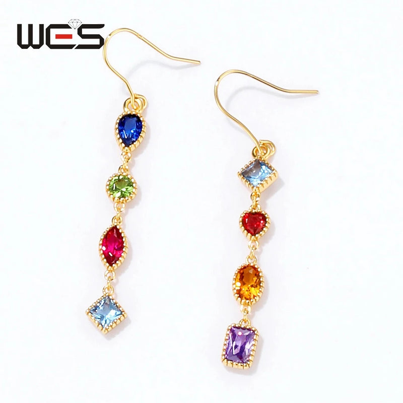 925 Sterling Silver Rainbow Zircon Earrings for Women